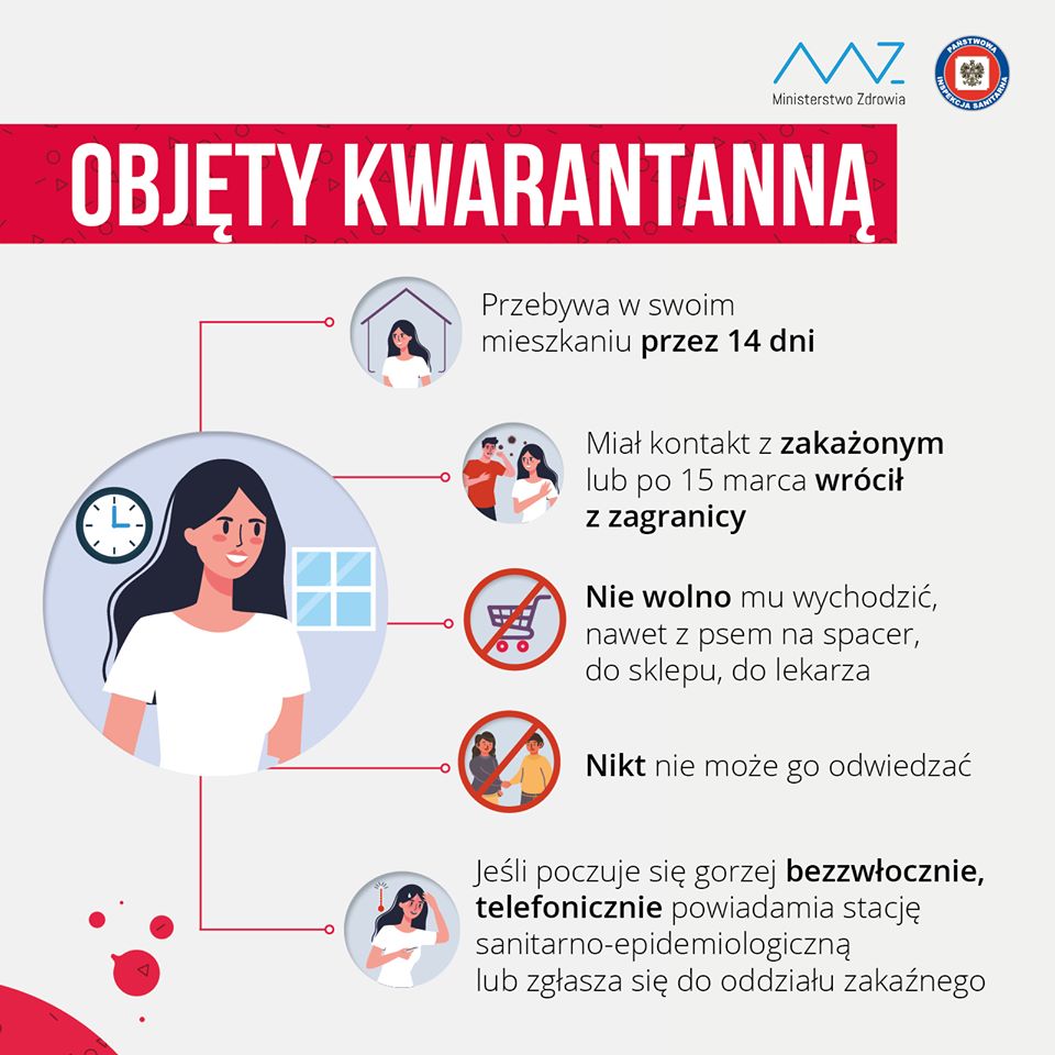 objęty kwarantan