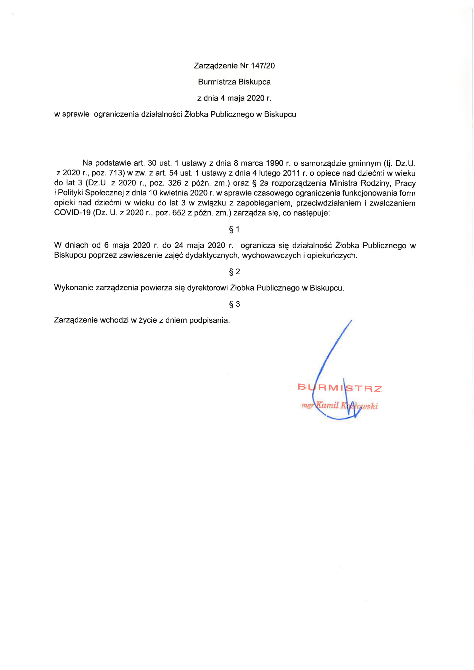 Zarządzenie Złobek