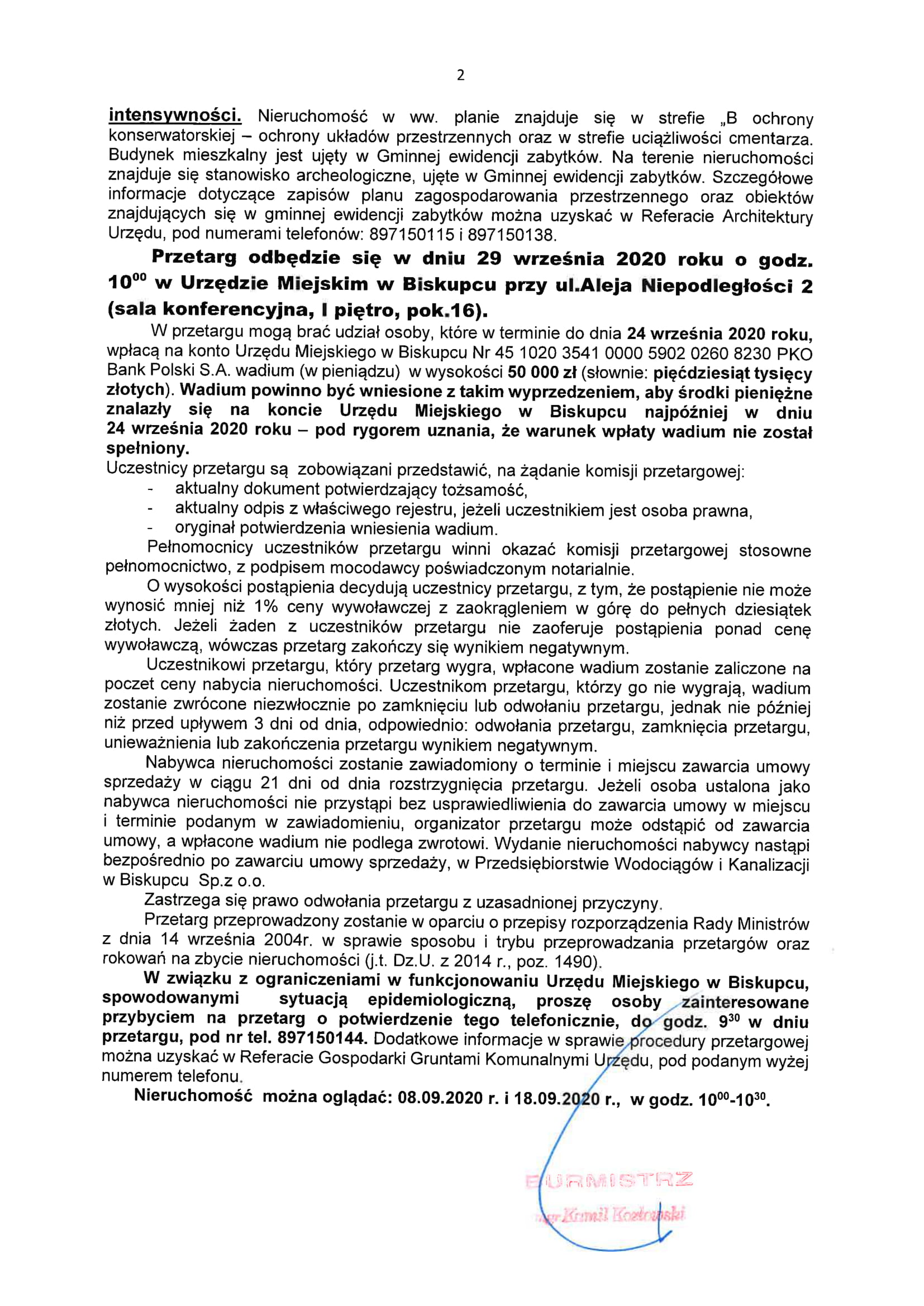 OGŁOSZENIE O PRZETARGU BC KRYNICZNA 8 2