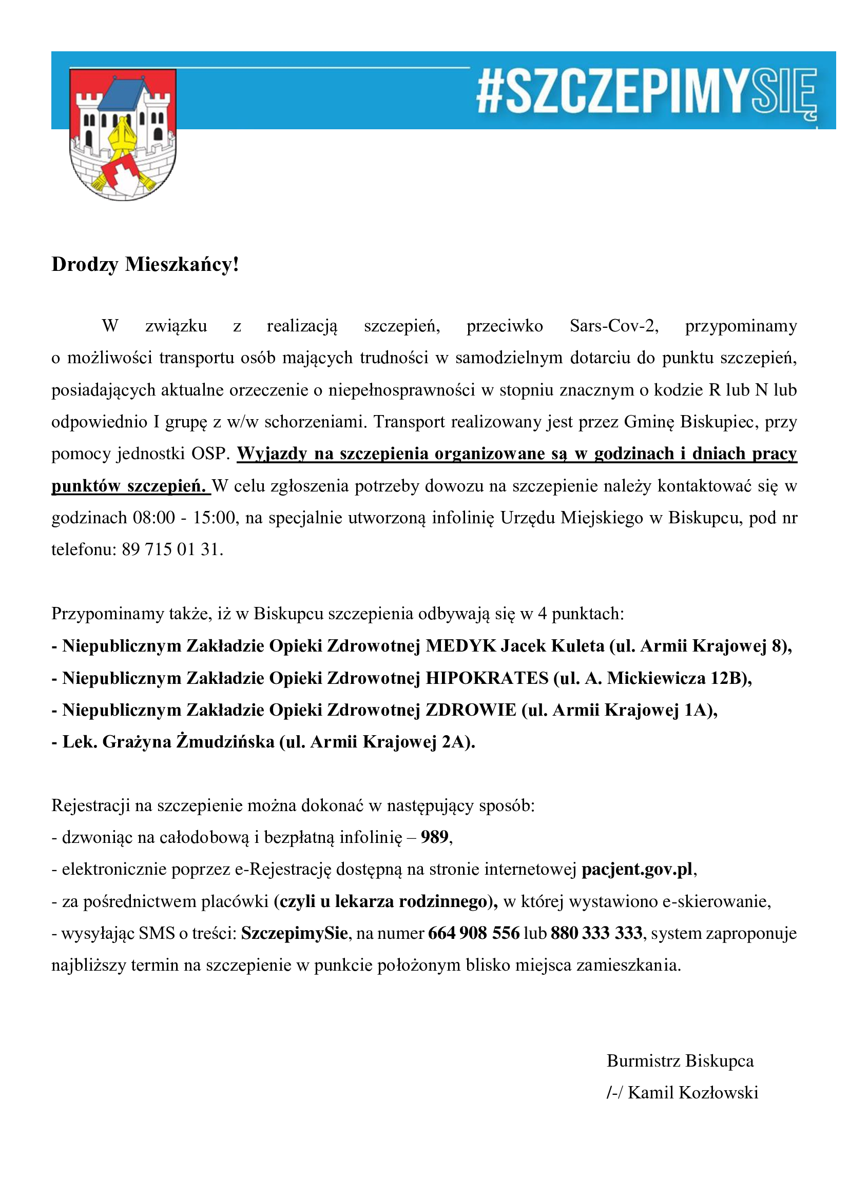 informacja dla mieszkańców